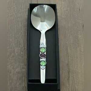 Decorative Stainless Steel Serving Spoon Wire Wrapped Handle With Three Stones